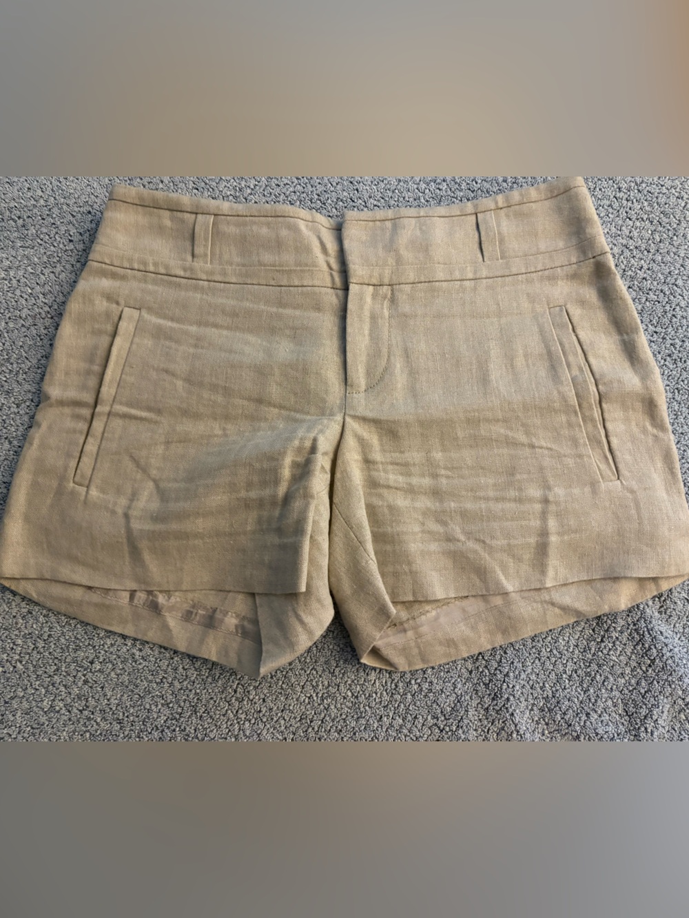 Cartonnier High-Waist Linen-Blend Shorts — Tan